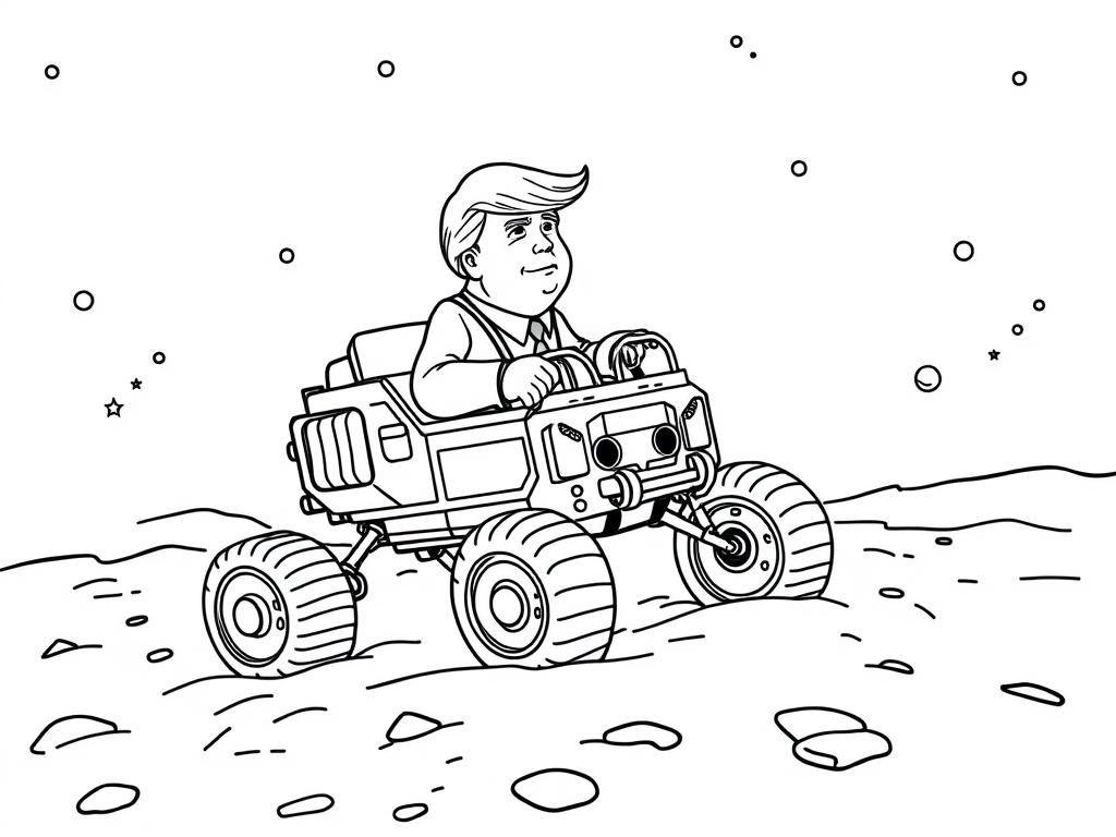 Preview of Donald trump cruising around on the moon in the moon rover