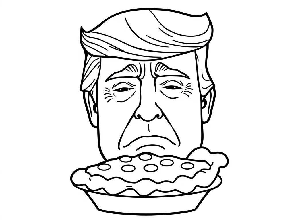 Donald Trump with Pie Coloring Page