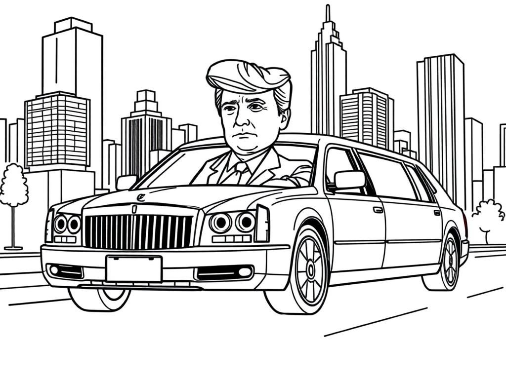 Cityscape with Rolls Royce Coloring Page