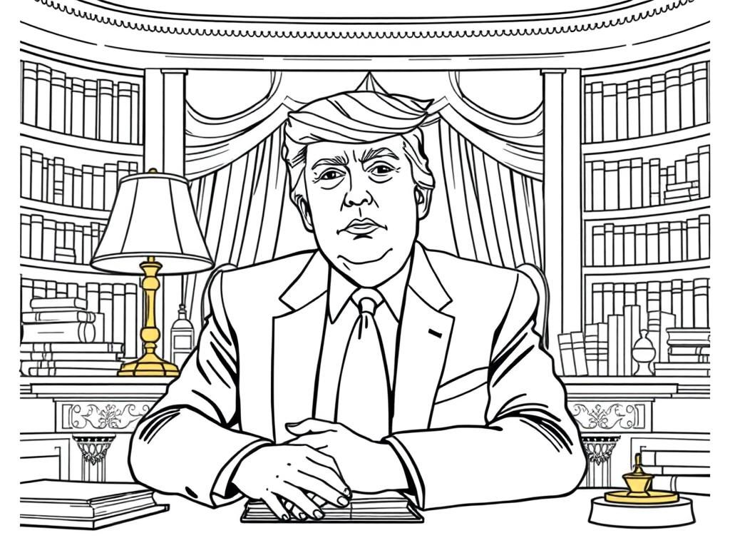 Preview of Donald Trump sitting in a luxurious office, surrounded by books and a golden desk lamp