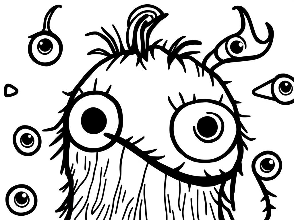 Preview of doodle monster many eyes