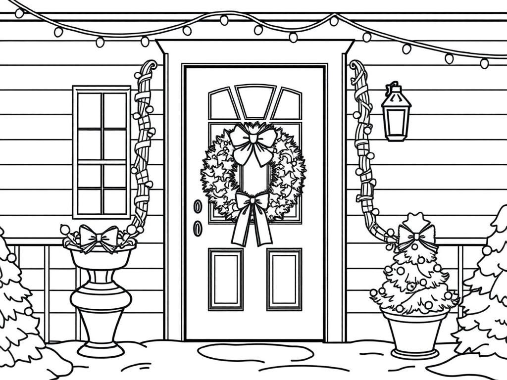Christmas Front Door Coloring Page