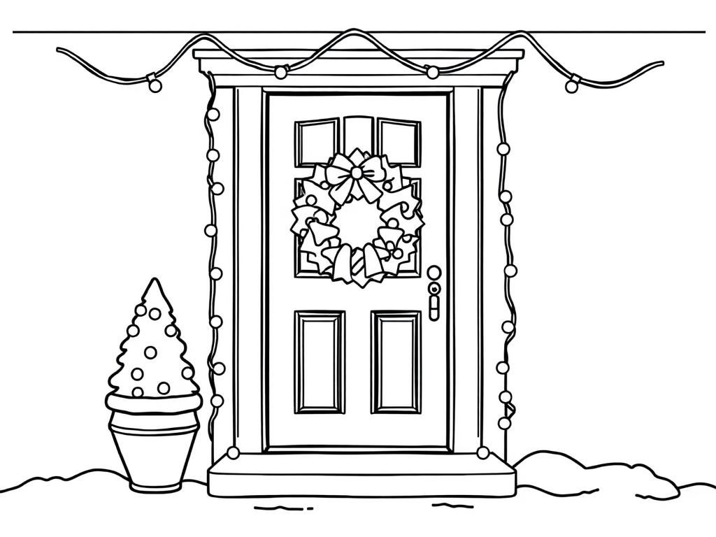 Christmas Door Coloring Page