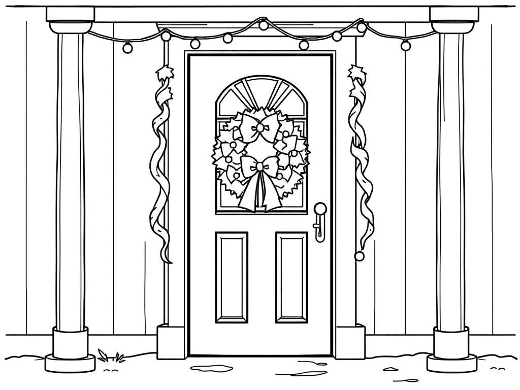 Christmas Front Door Coloring Page