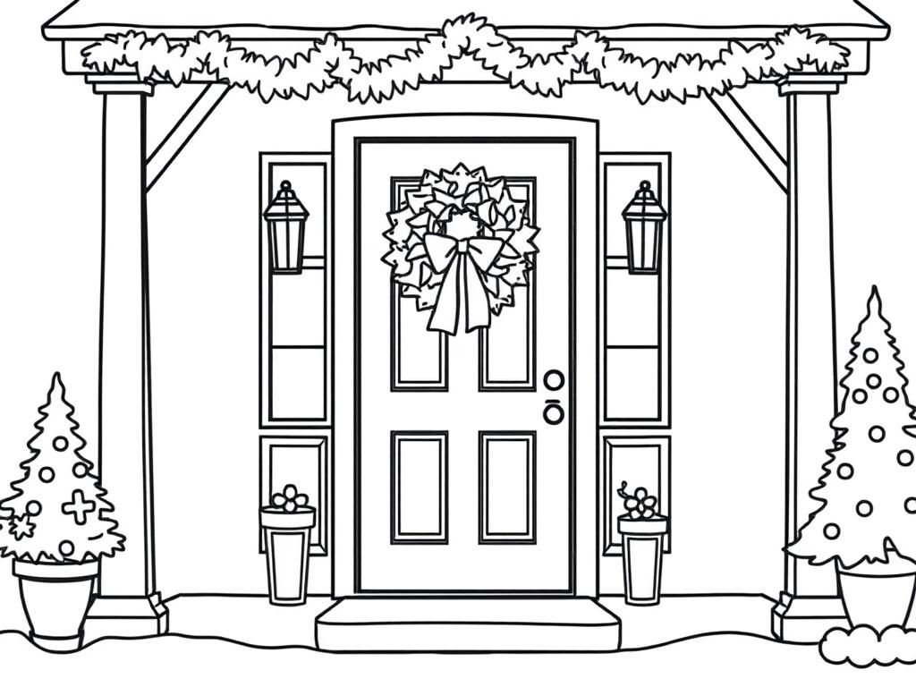 Christmas Front Door Coloring Page