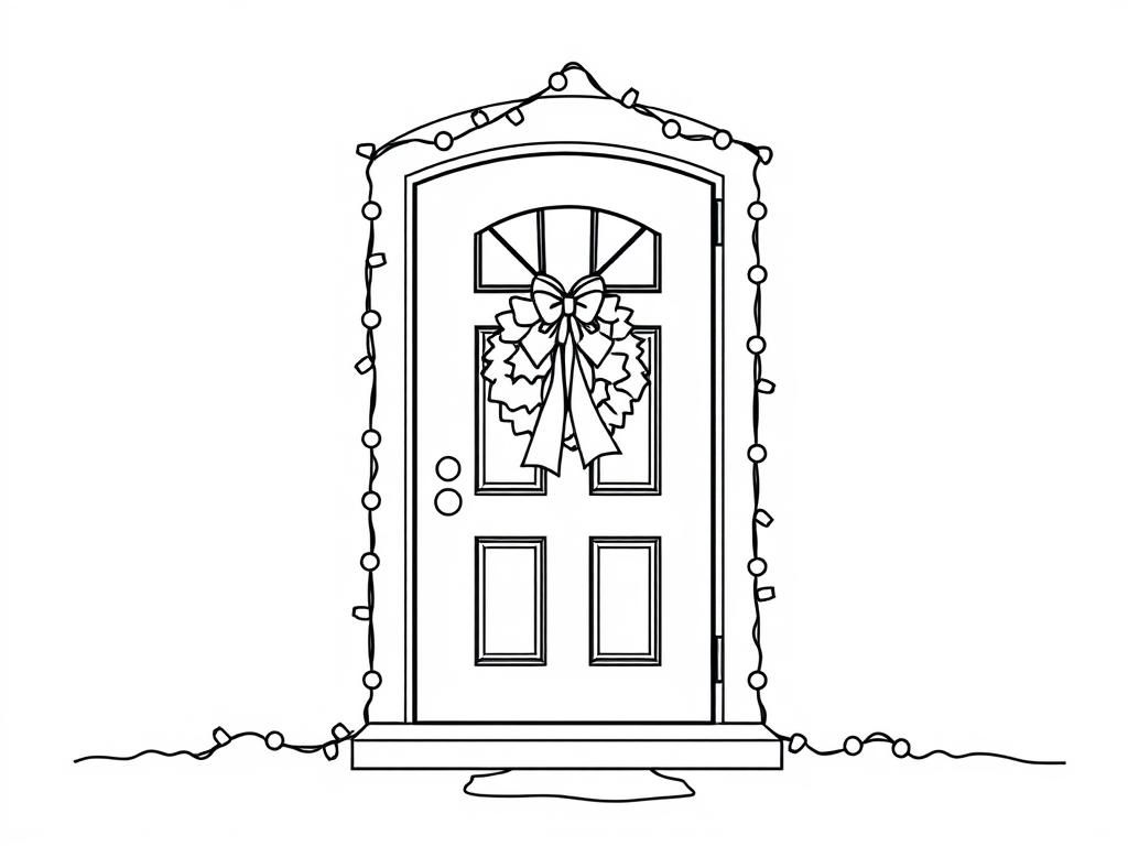 Christmas Front Door Coloring Page