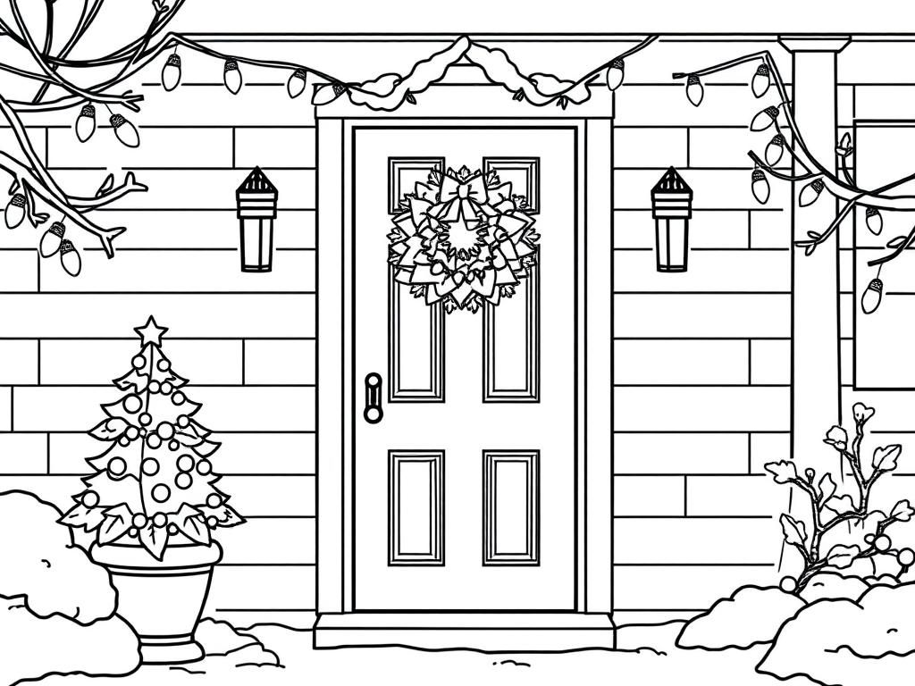 Christmas Front Door Coloring Page