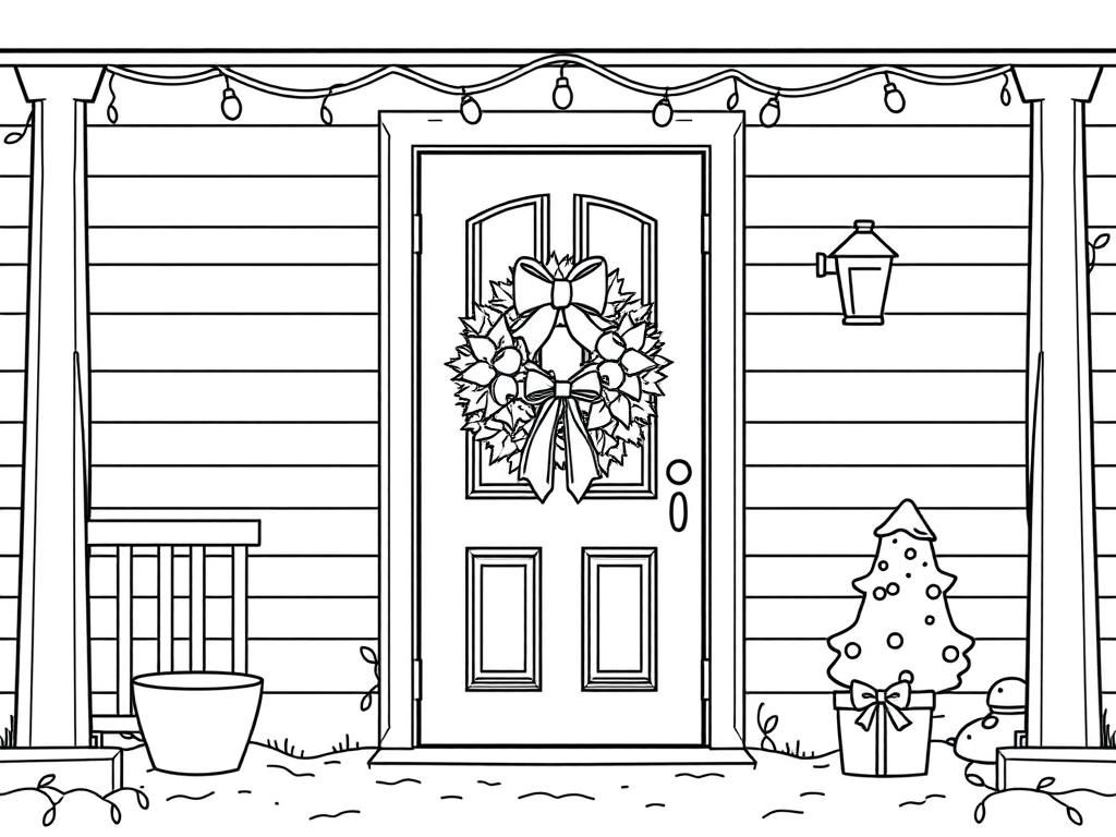Christmas Front Door Coloring Page