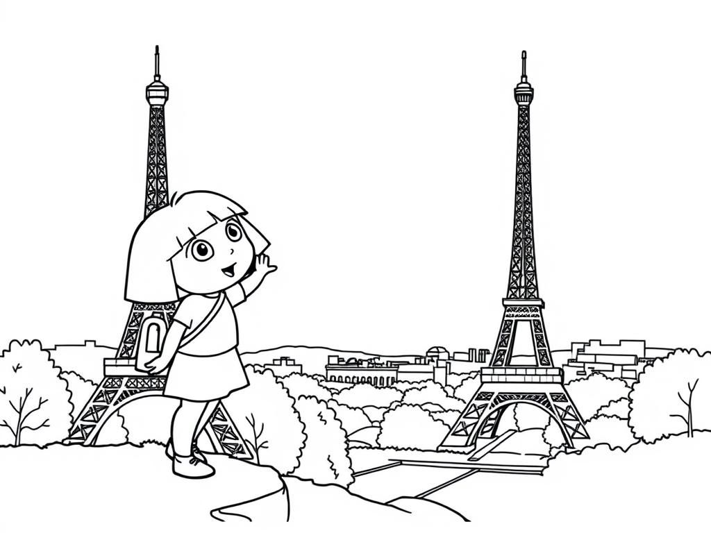 Dora exploring the Eiffel tower