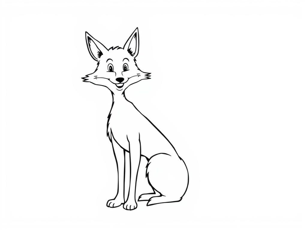 Cheerful Cartoon Fox Coloring Page