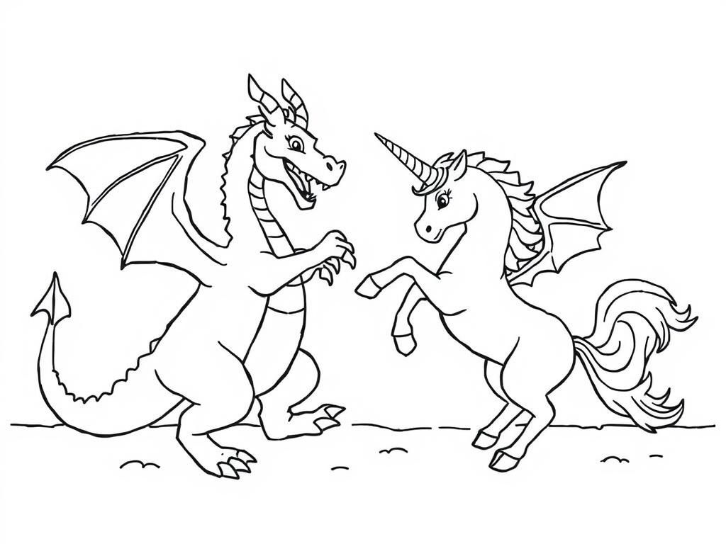 dragon and unicorn in a fight