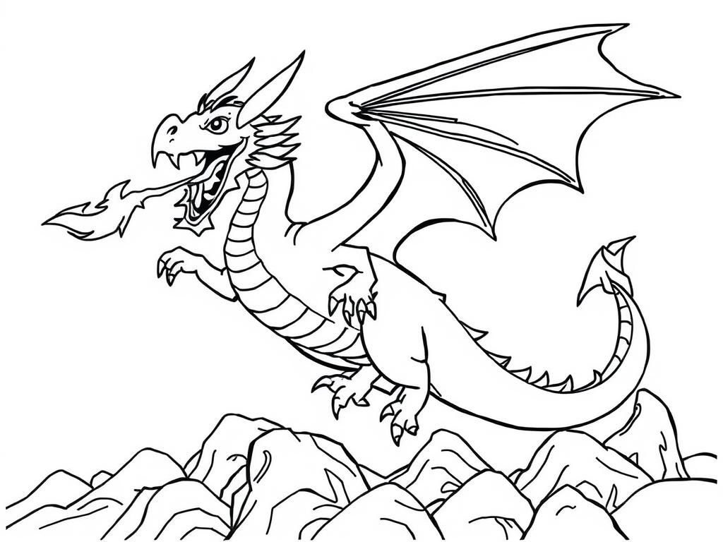 Dragon Breathing Fire Coloring Page
