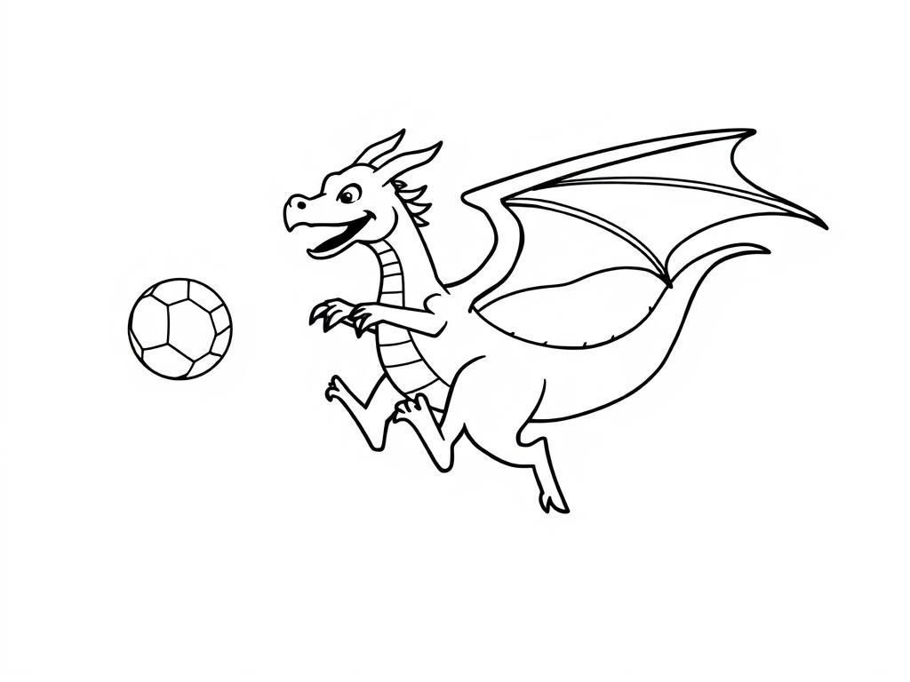 Dragon Soccer Player Coloring Page