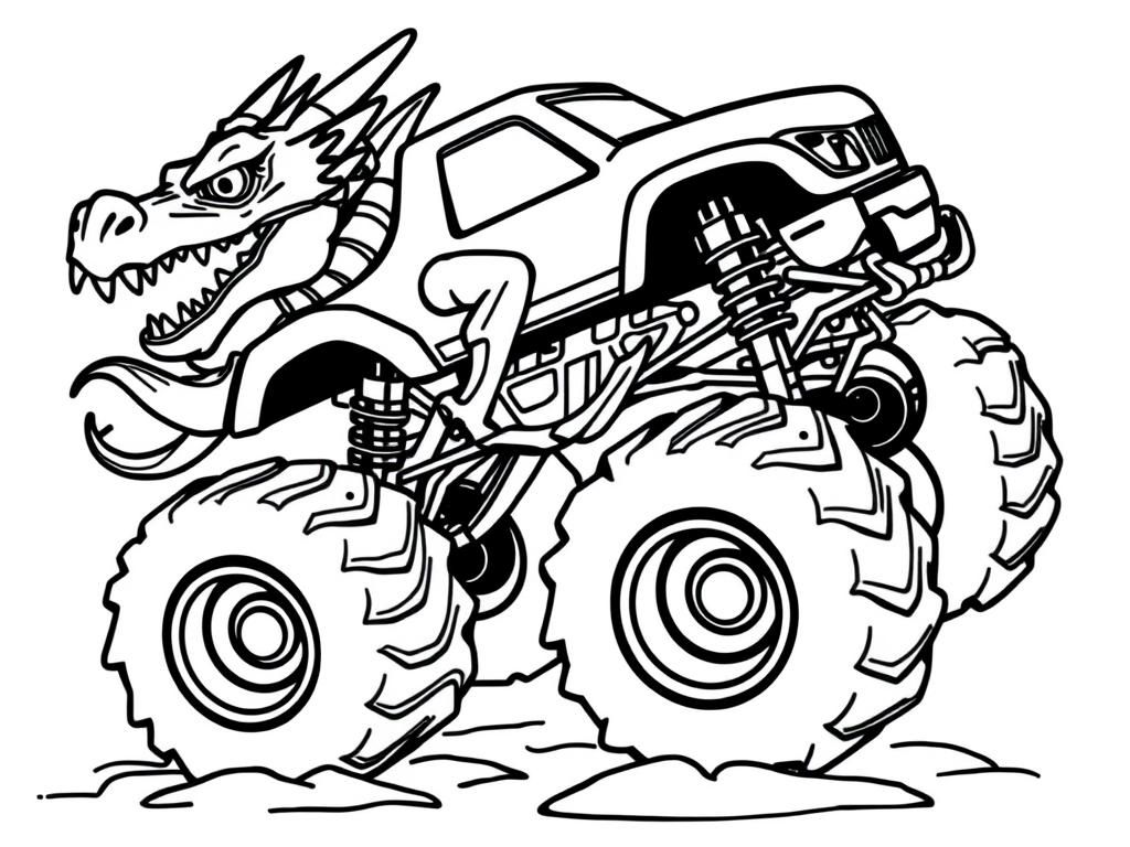 Monster Truck Dragon Coloring Page