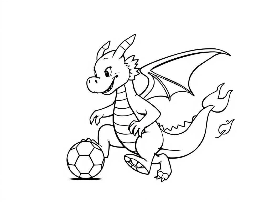 Dragon Soccer Player Coloring Page