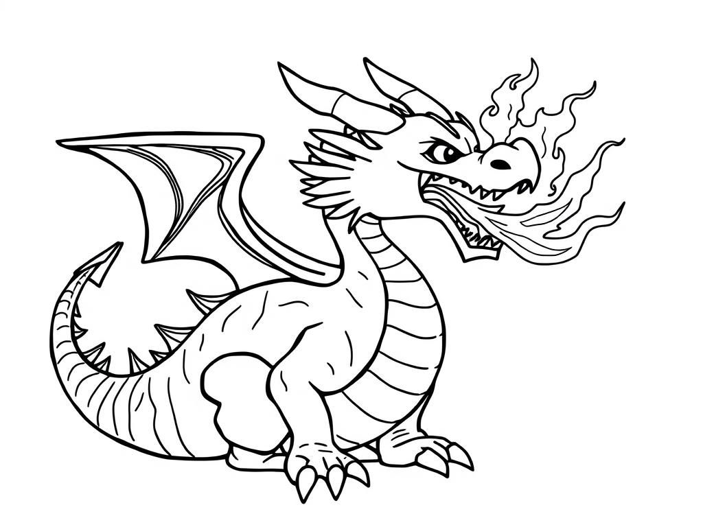 Fire Breathing Dragon Coloring Page