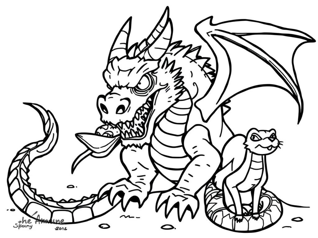 dragon zombie eating clams and fox and snake