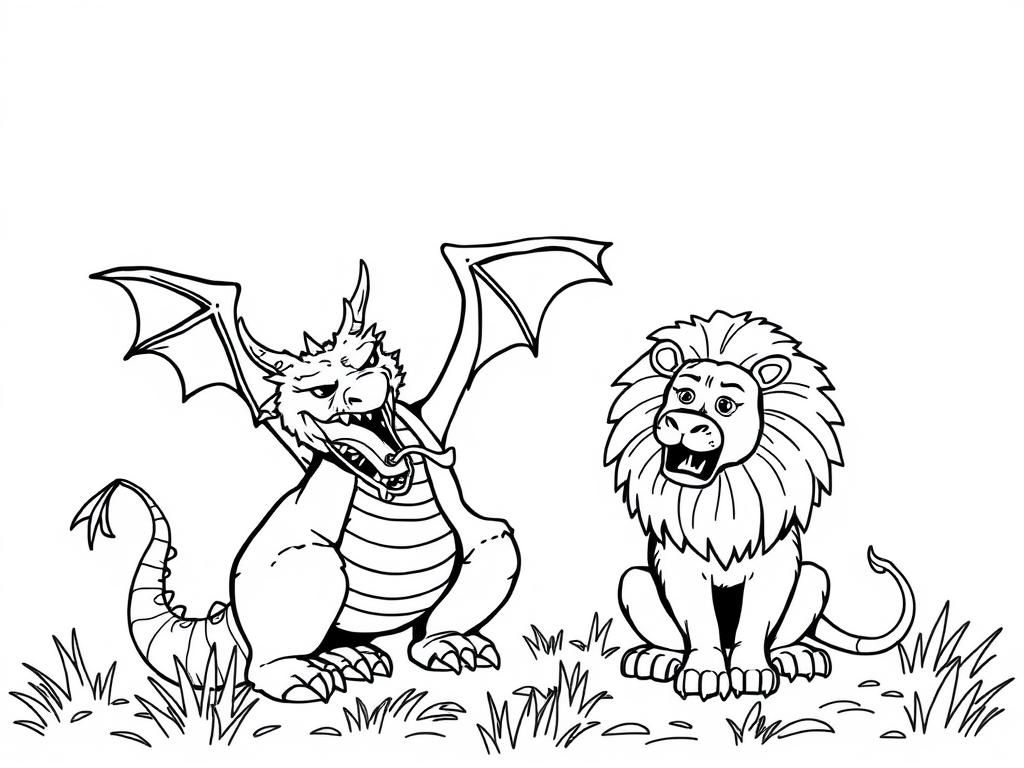 dragon zombie eating  snake and lion