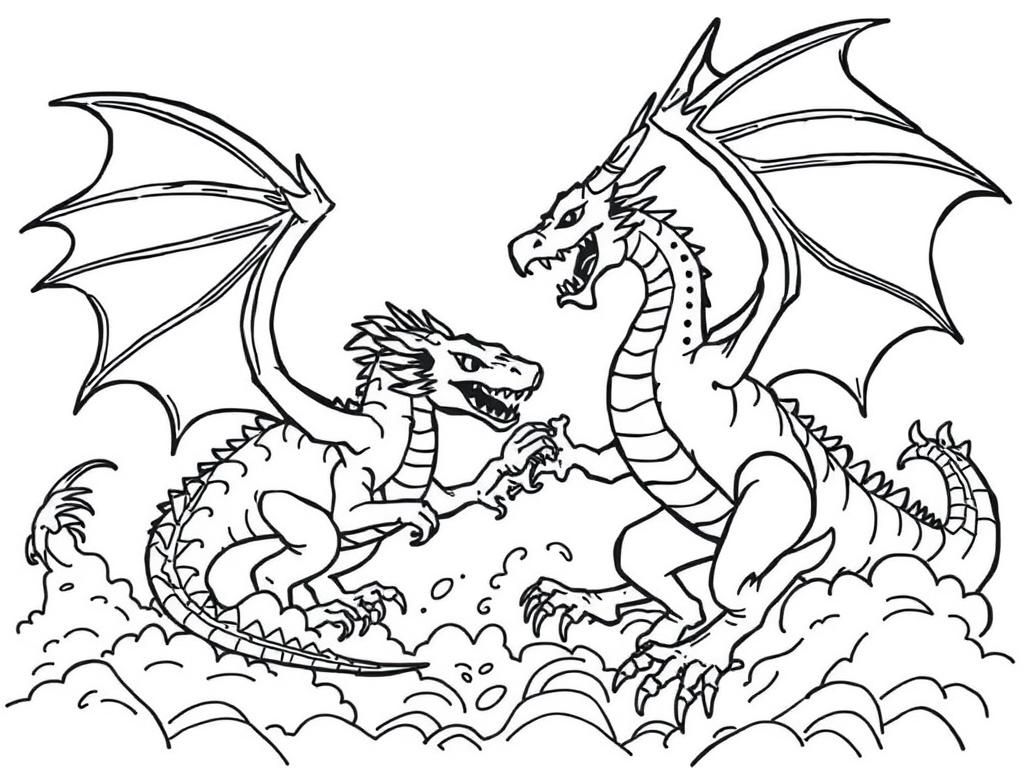 Dragons Coloring Page