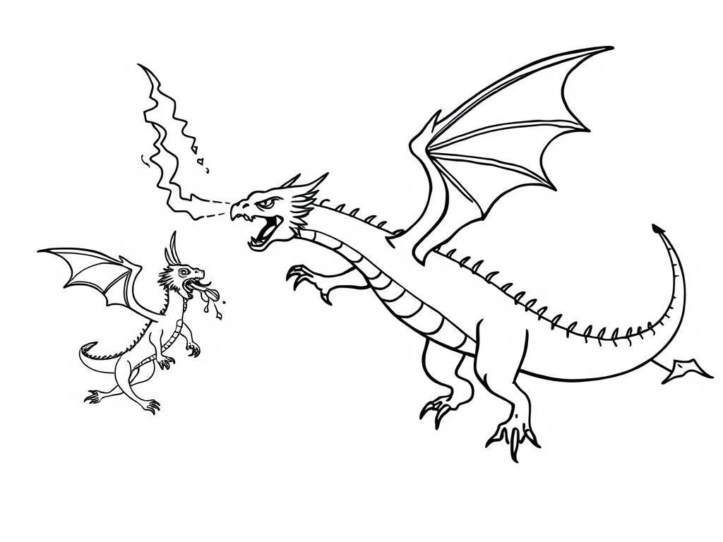 Dragons Breathing Fire Coloring Page