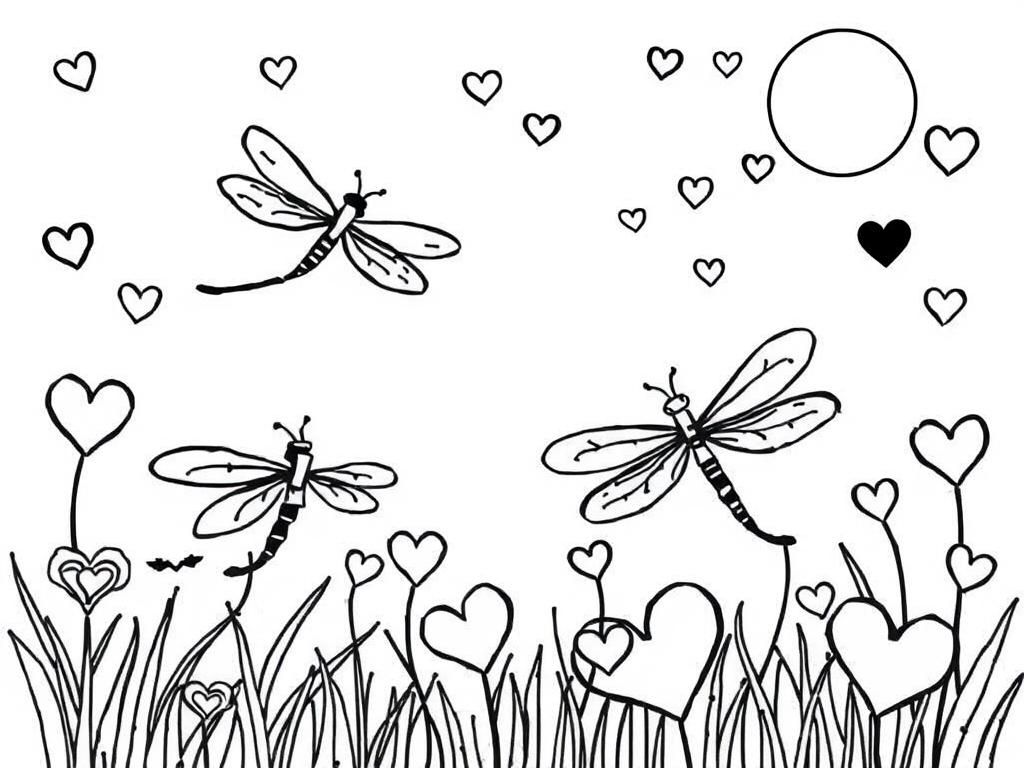 Preview of drangonflies, hearts, moon