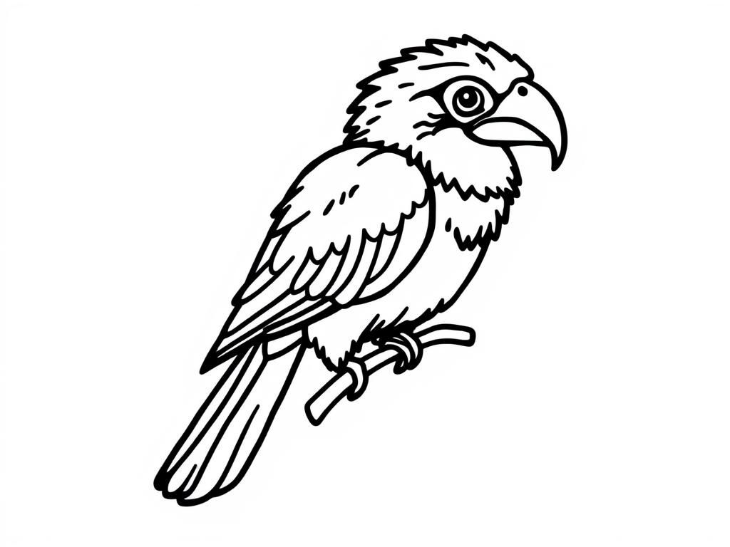 Coloring Page of a Parrot