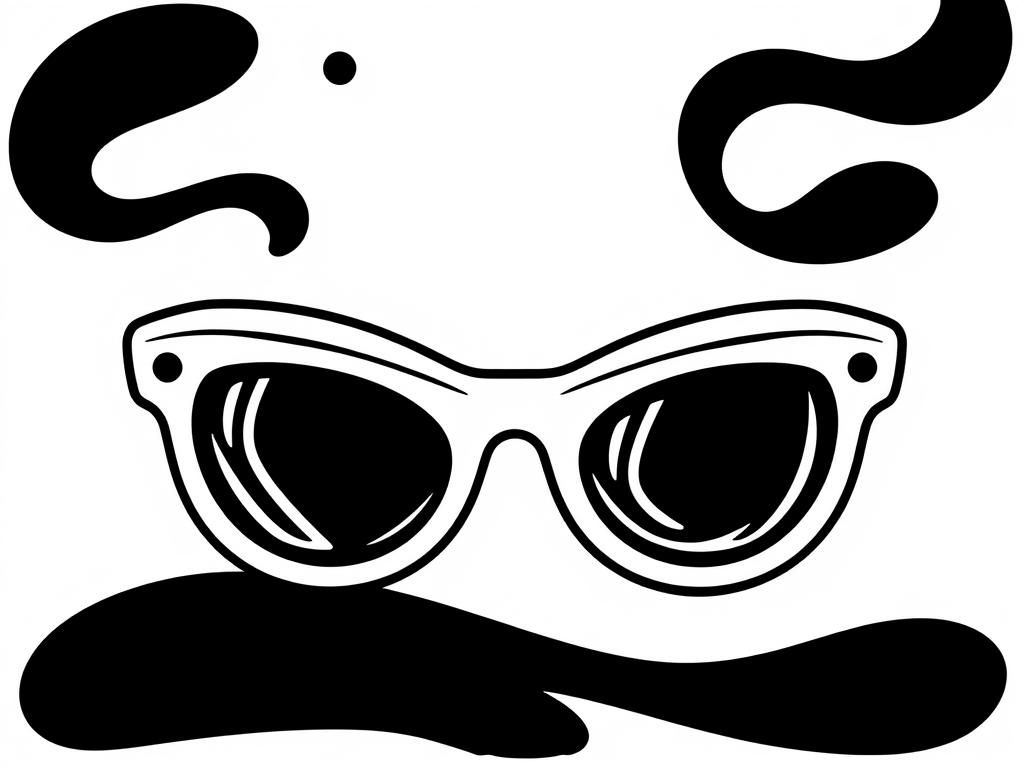 Preview of draw a  carnival glasses with black outlines on a white background, which can also be cut out