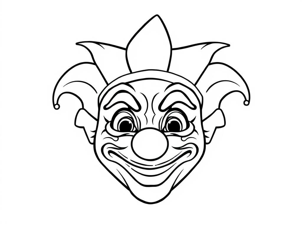 Preview of draw a cheerful carnival clown mask coloring