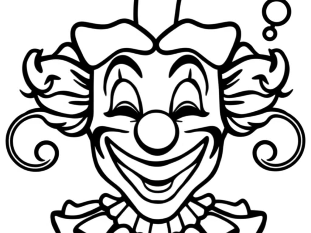 Preview of draw a cheerful clown mask coloring