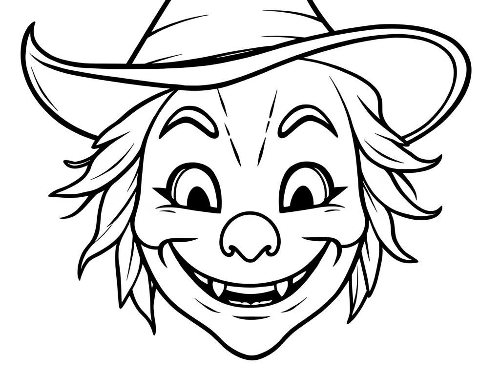 Preview of draw a cheerful witch mask coloring