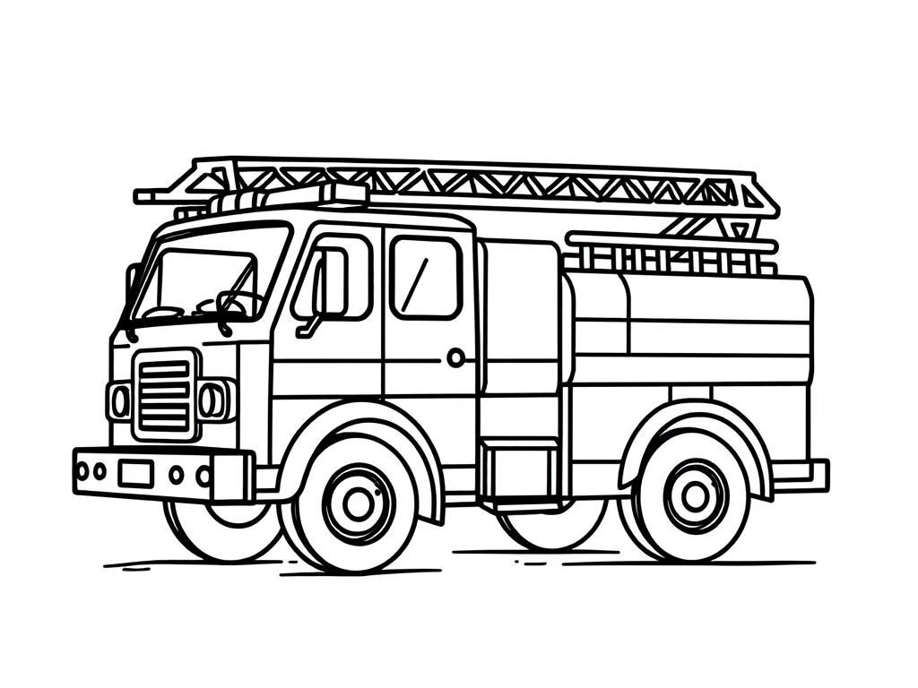 Preview of Draw a fire truck coloring page for kids