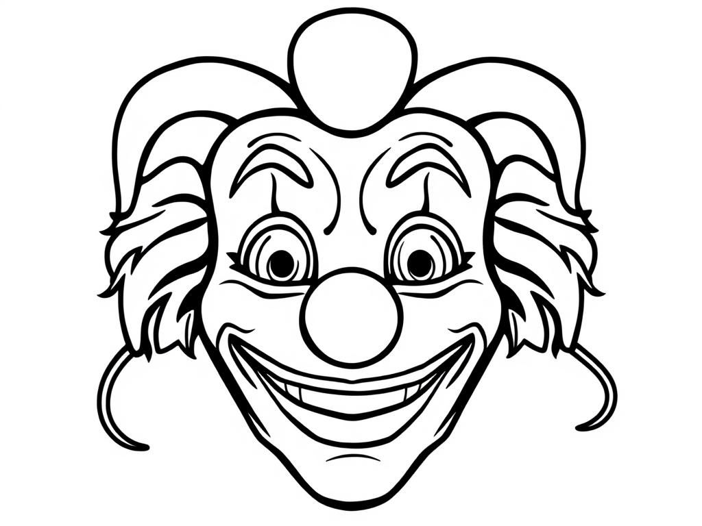 Preview of draw a funny carnival clown mask coloring