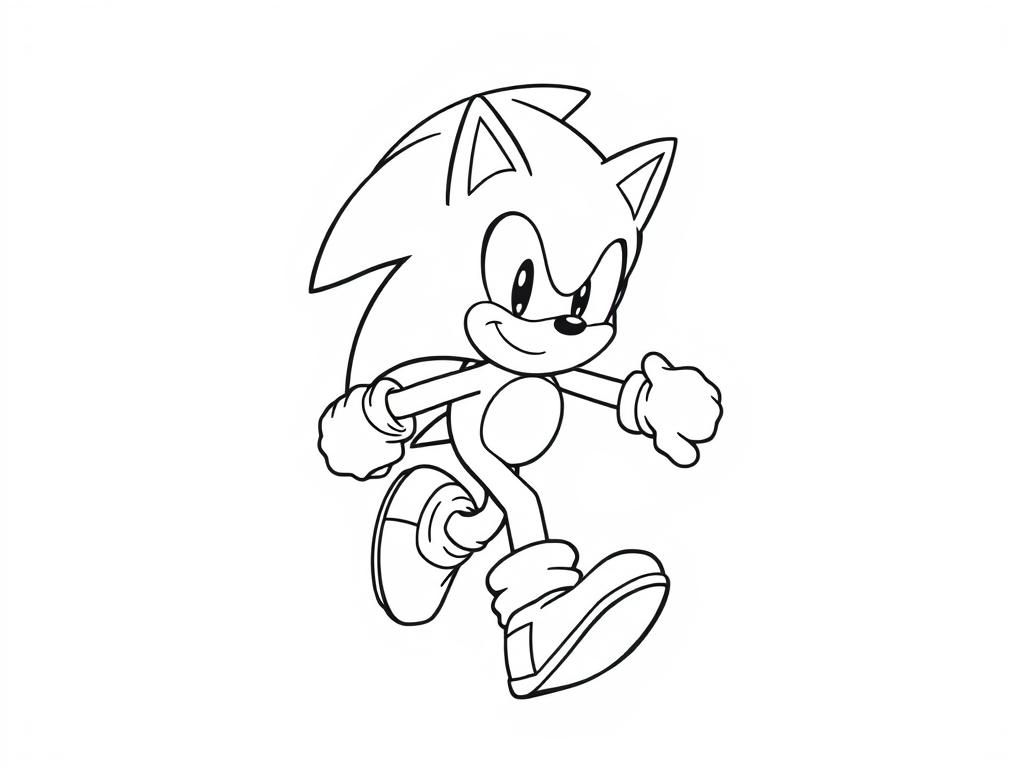 Preview of draw a high resolution Sonic running, make both arms visible and eyes facing the camera