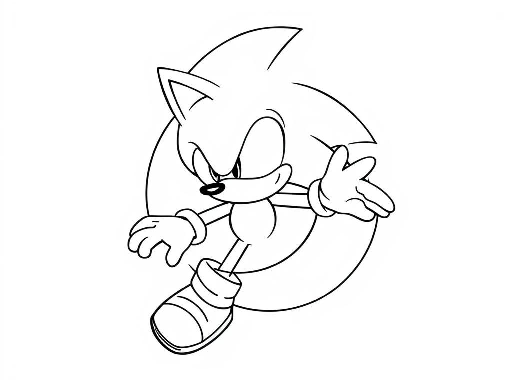 Preview of draw a high resolution Sonic turning into his magic ball. draw it with all the details. do not morph out the sonic shape. makes his eyes looking to the camera