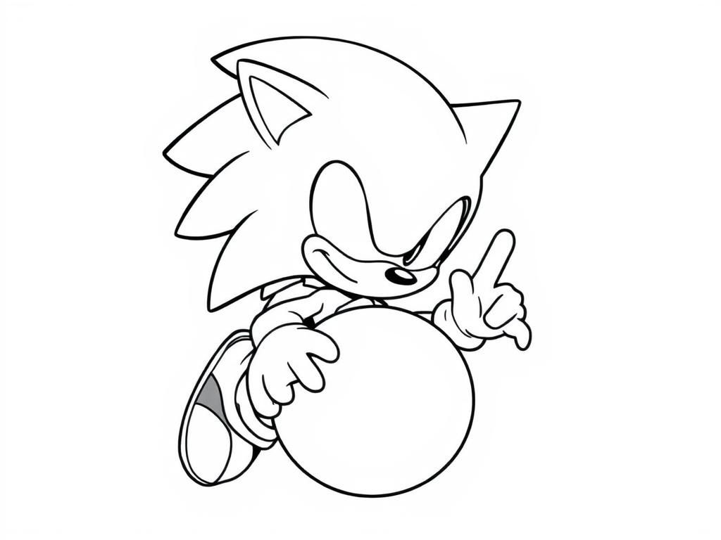 Preview of draw a high resolution Sonic turning into his magic ball. draw it with all the details. do not morph out the sonic shape. makes his eyes looking to the camera. makew all the member visible