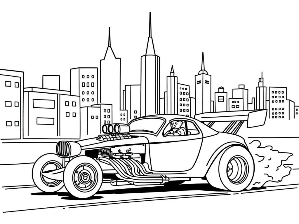 Preview of draw a hothweels city with a dragster car