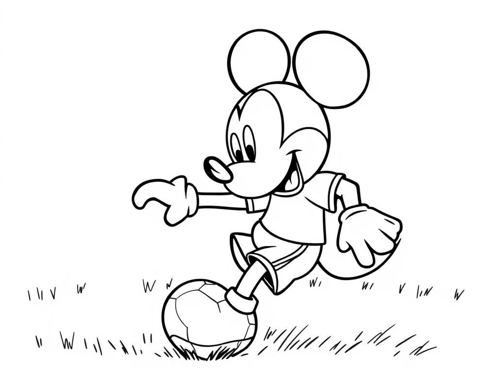 Preview of draw a Mickey mouse  playing soccer