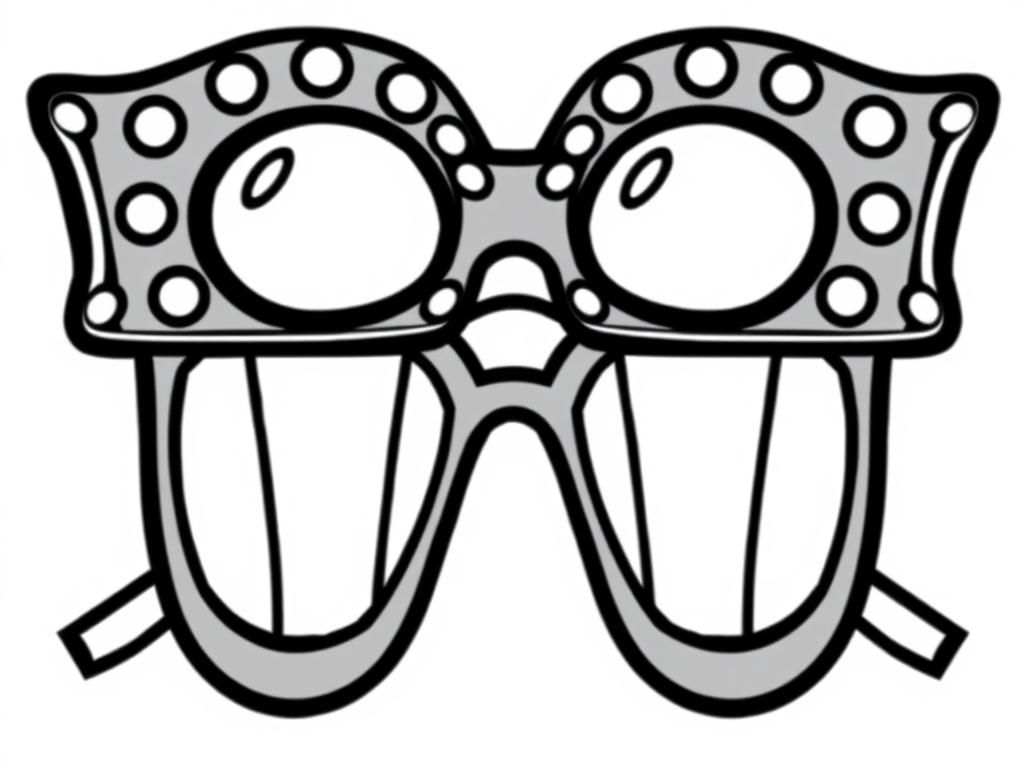 Preview of draw a pair of carnival glasses with black outlines on a white background, which can also be cut out