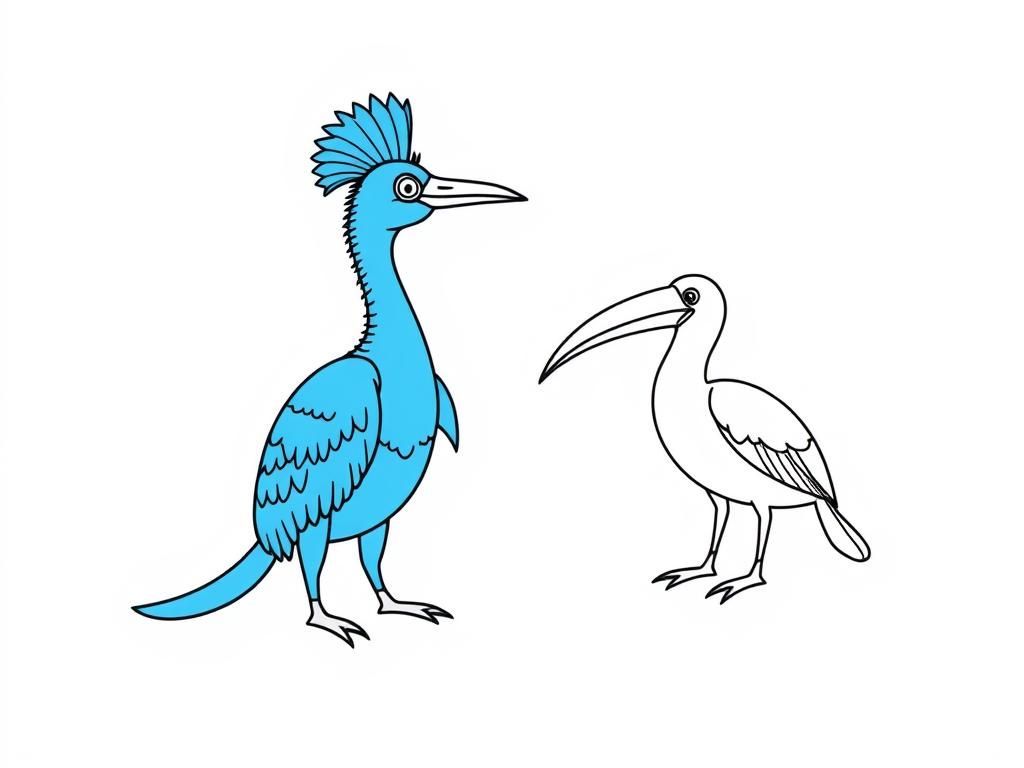 Preview of Draw blue araras and long nosed tucanos