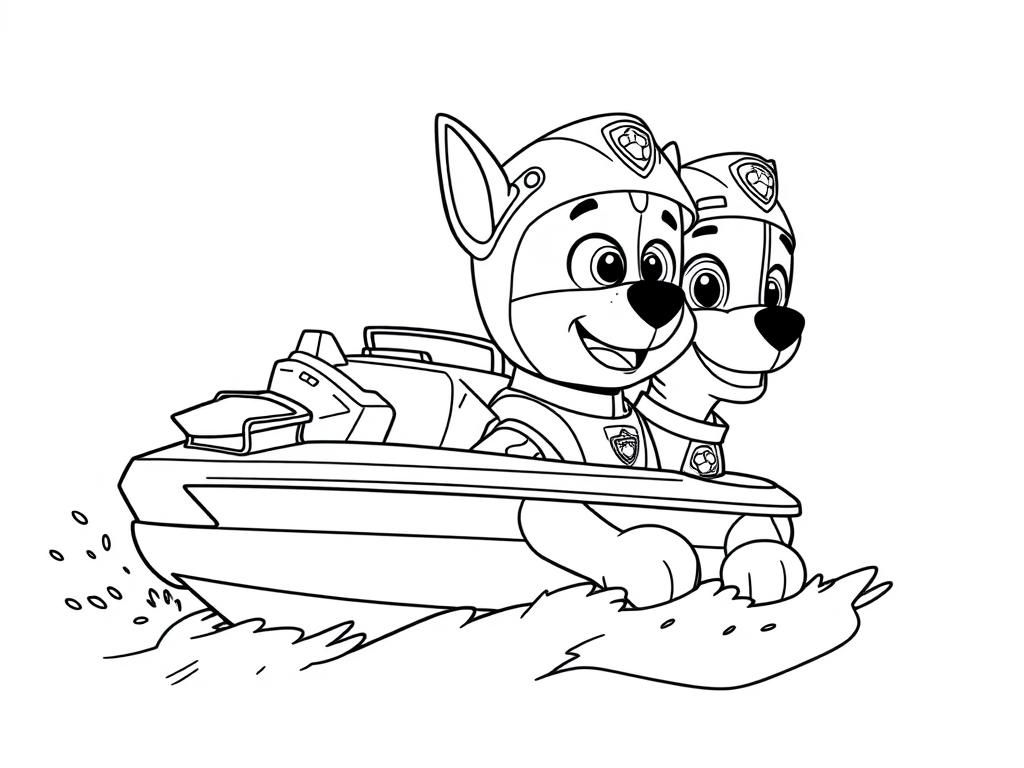 Preview of Draw paw patrol marchal at his high-tech boat