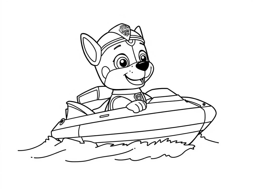 Preview of Draw paw patrol Zuma at his high-tech boat