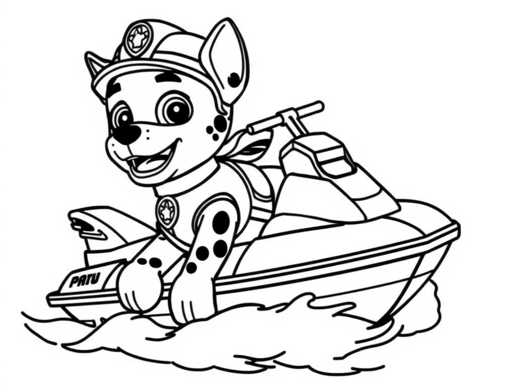 Preview of Draw paw patrol Zuma at his jet boat