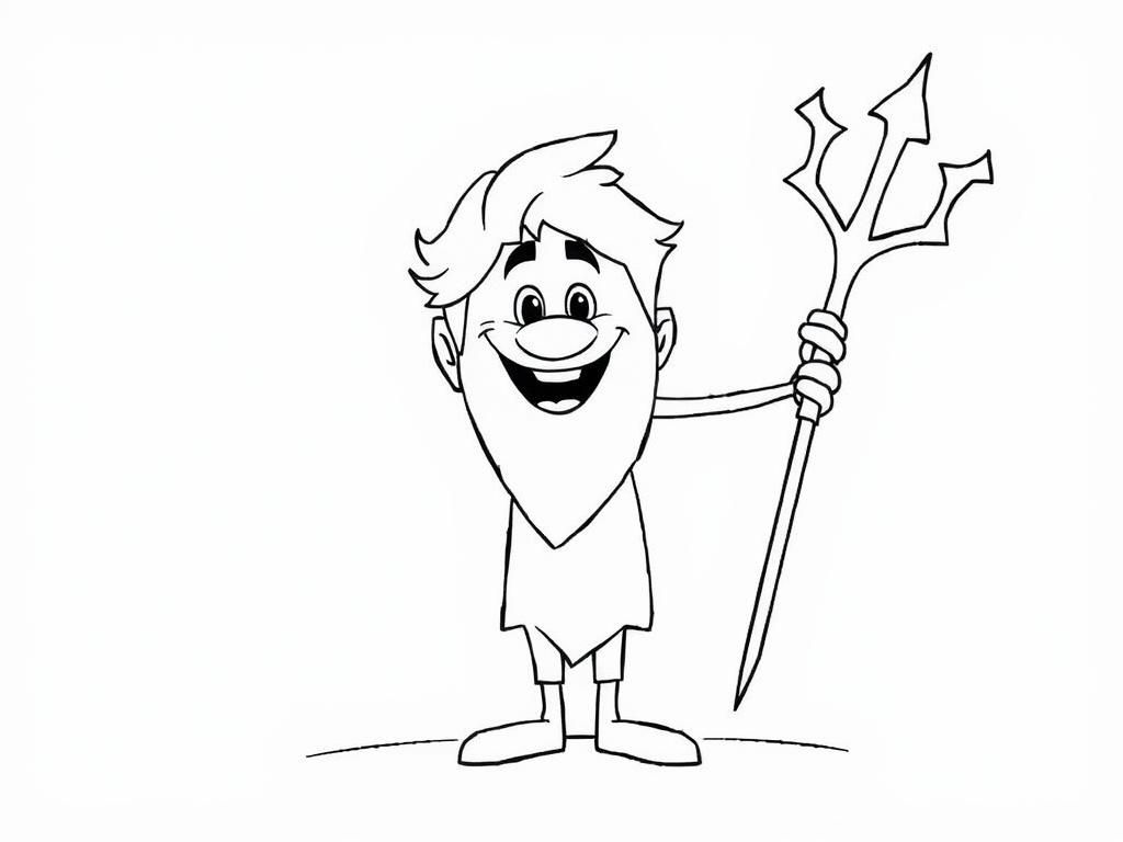Boy with Trident Coloring Page