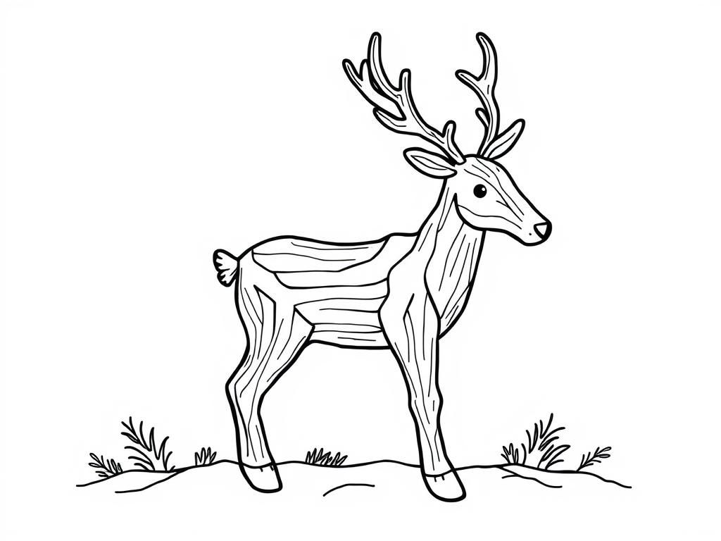 Kleurplaat Hert Staand op Heuvel