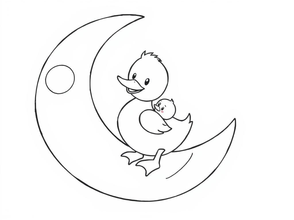 duck and baby on moon