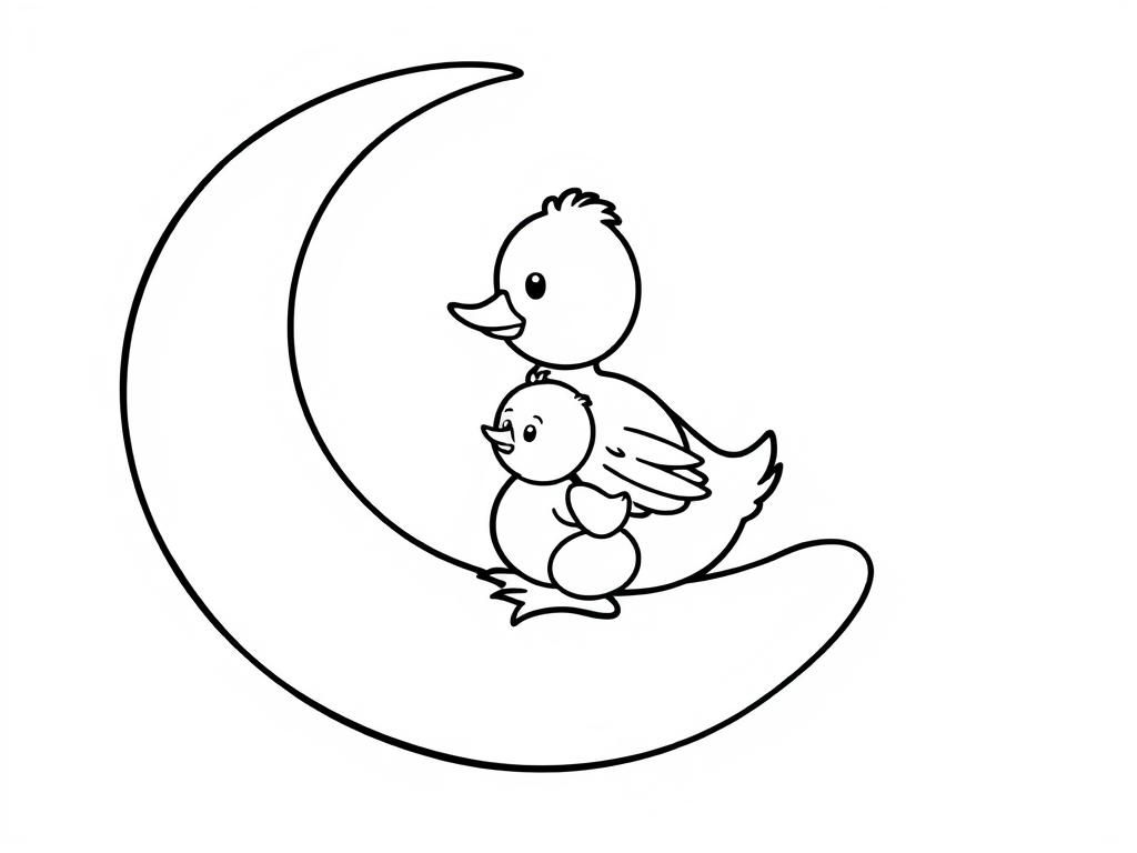 Preview of duck and baby on moon