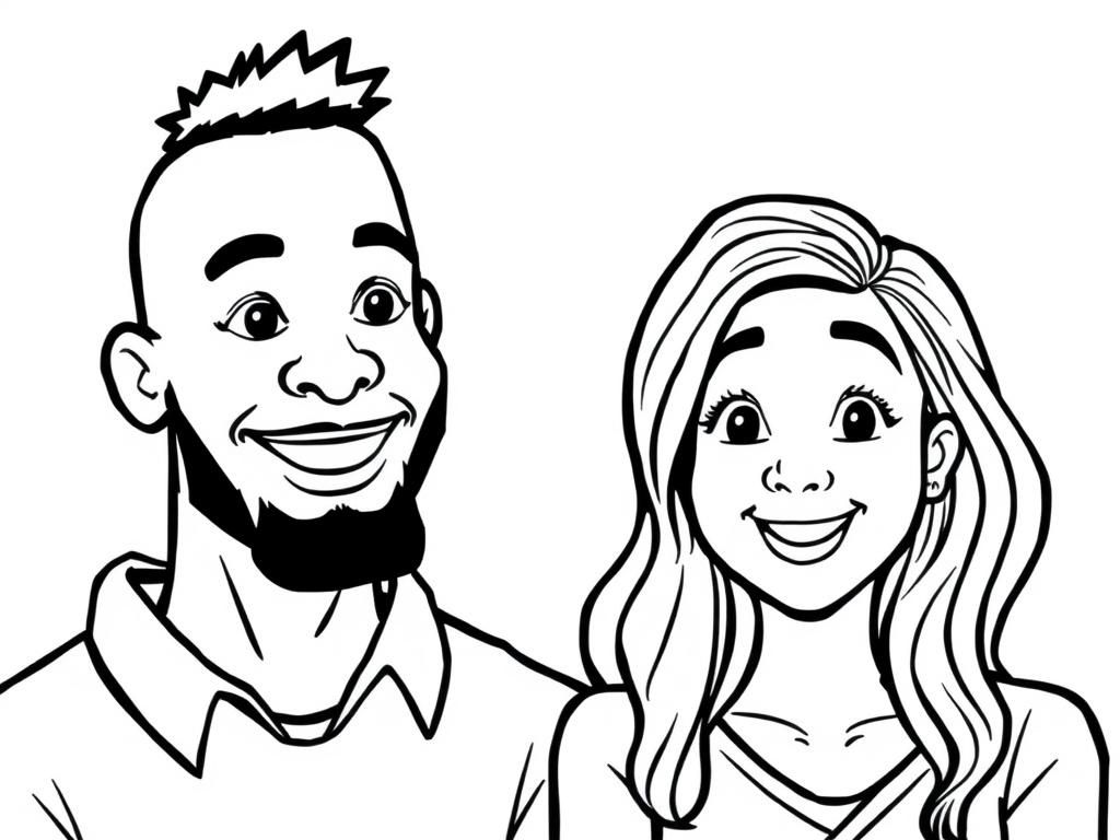 Kleurplaat lachend stel