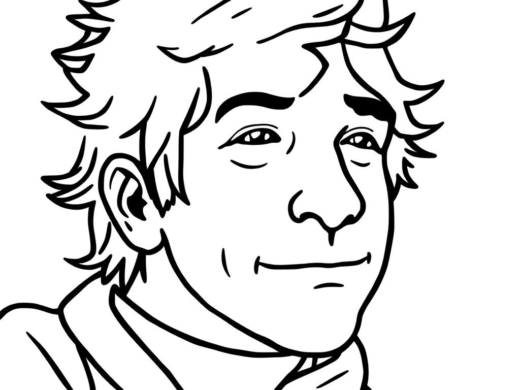 Smiling Man Portrait Coloring Page