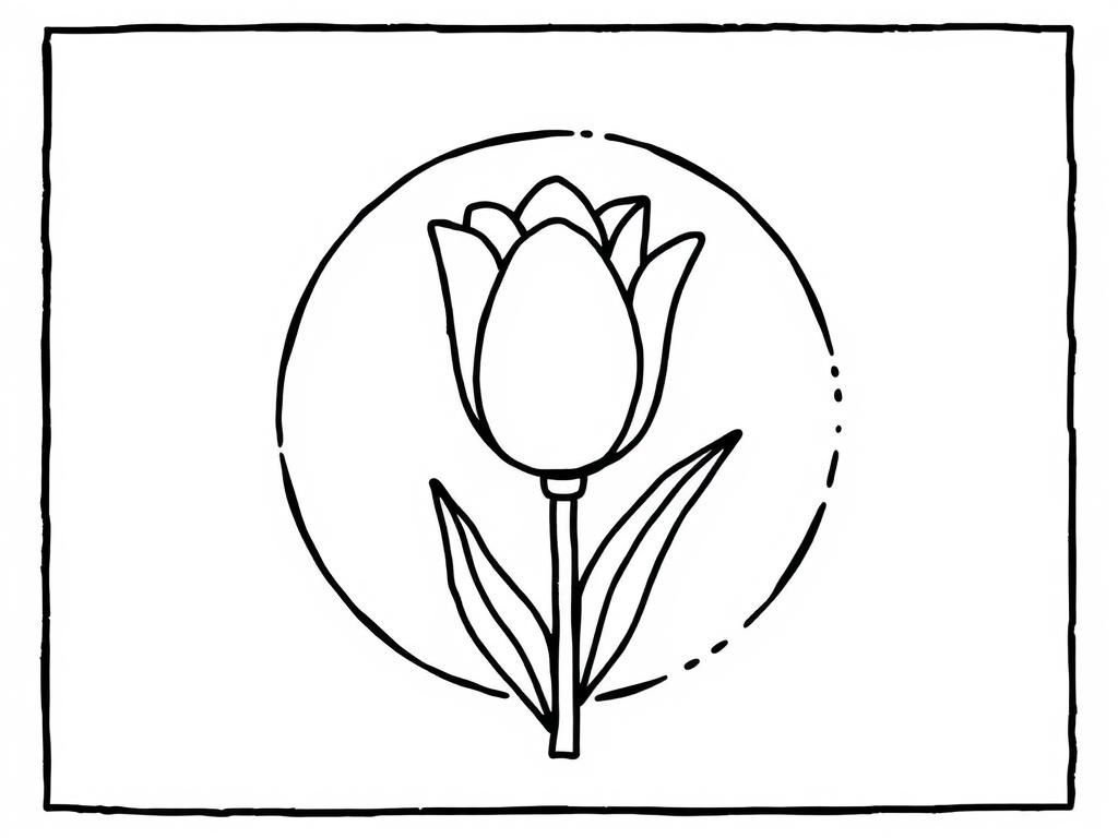 Preview of easy and bold stamp with a tulip on the middle of stamp