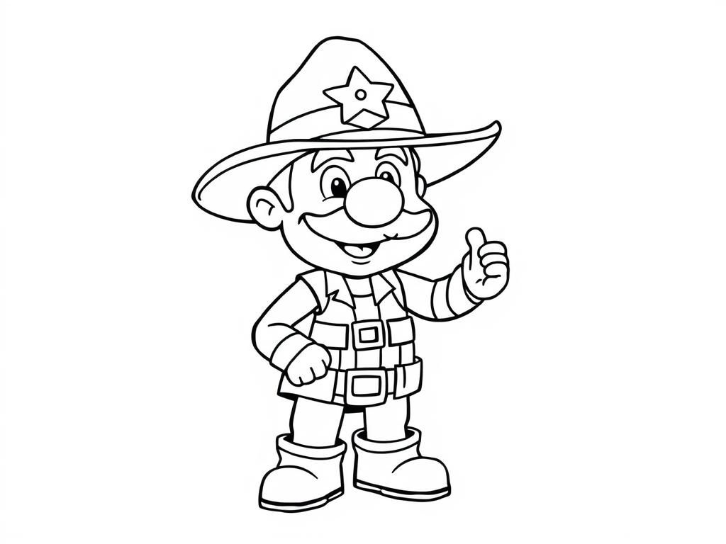 Coloring Page of Cartoon Sheriff